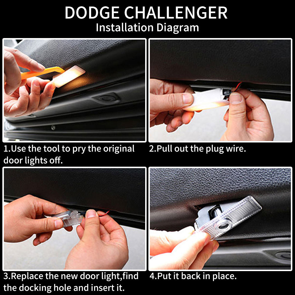 For Dodge Challenger Car Door Lights Custom logo 2PCS