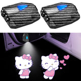 WILNARA Cartoon Wireless Car LED Door Light Walking Hellocat Kitty Logo Welcome Shadow Projector