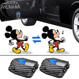 WILNARA Cartoon Wireless Car LED Door Light Mickey Mouse Logo Welcome Shadow Projector