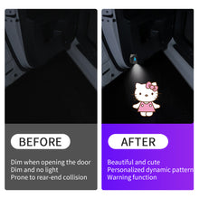 Load image into Gallery viewer, WILNARA Cartoon Wireless Car LED Door Light Walking Hellocat Kitty Logo Welcome Shadow Projector